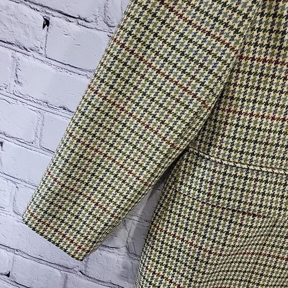 Ann Taylor Wool Blazer Jacket Houndstooth Green Plaid Sz 6 Vintage Y2K - Picture 4 of 11